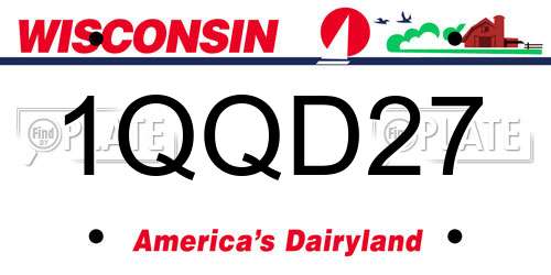 1QQD27 Wisconsin License Plate