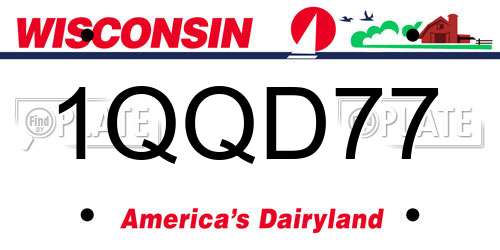1QQD77 Wisconsin License Plate