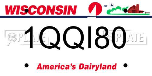 1QQI80 Wisconsin License Plate