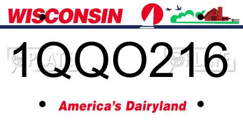 1QQO216 Wisconsin License Plate