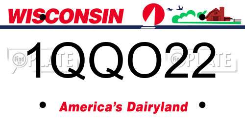 1QQO22 Wisconsin License Plate