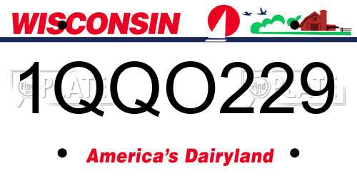1QQO229 Wisconsin License Plate