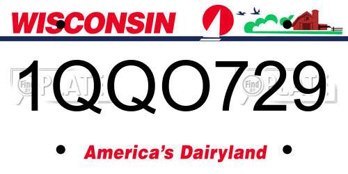 1QQO729 Wisconsin License Plate