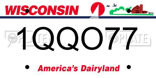 1QQO77 Wisconsin License Plate