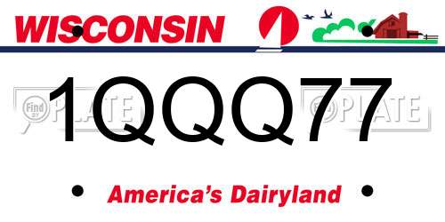 1QQQ77 Wisconsin License Plate