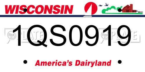 1QS0919 Wisconsin License Plate