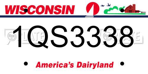 1QS3338 Wisconsin License Plate