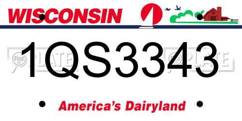 1QS3343 Wisconsin License Plate