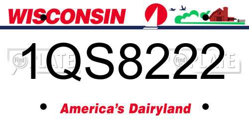 1QS8222 Wisconsin License Plate