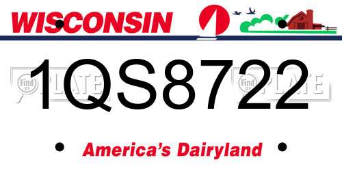 1QS8722 Wisconsin License Plate