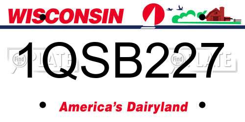 1QSB227 Wisconsin License Plate