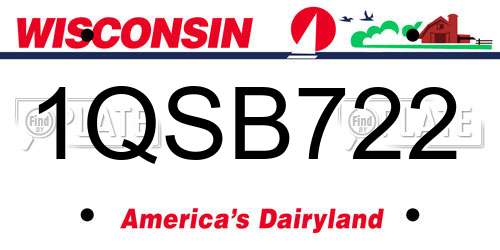 1QSB722 Wisconsin License Plate
