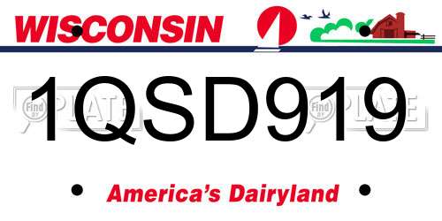1QSD919 Wisconsin License Plate