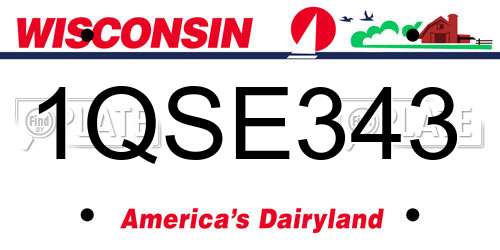 1QSE343 Wisconsin License Plate