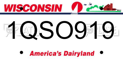 1QSO919 Wisconsin License Plate