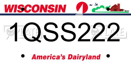 1QSS222 Wisconsin License Plate