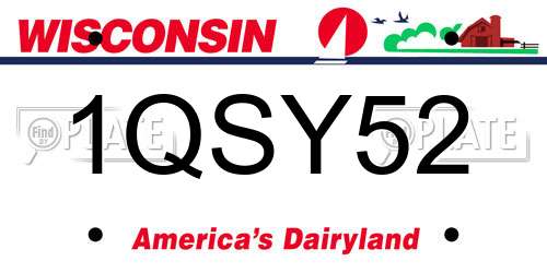 1QSY52 Wisconsin License Plate