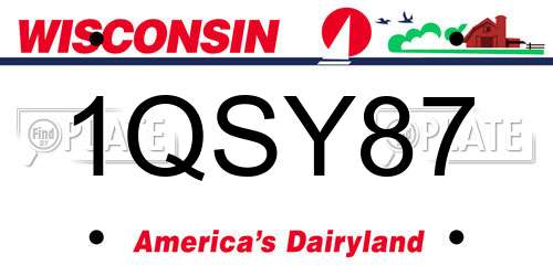 1QSY87 Wisconsin License Plate