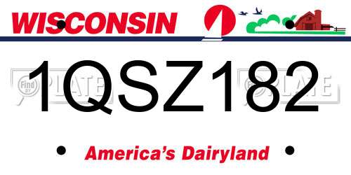 1QSZ182 Wisconsin License Plate
