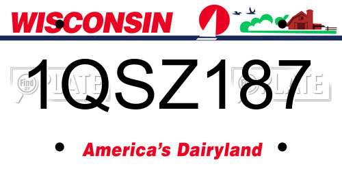 1QSZ187 Wisconsin License Plate