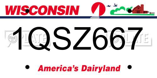 1QSZ667 Wisconsin License Plate