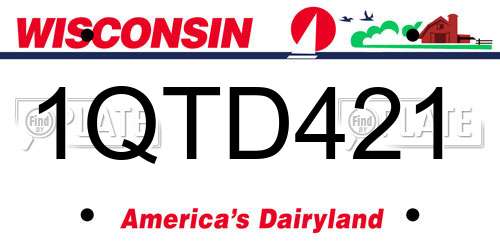1QTD421 Wisconsin License Plate