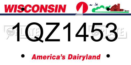 1QZ1453 Wisconsin License Plate