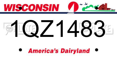 1QZ1483 Wisconsin License Plate