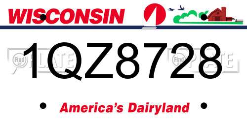 1QZ8728 Wisconsin License Plate
