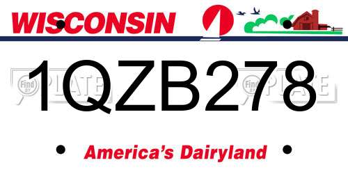 1QZB278 Wisconsin License Plate