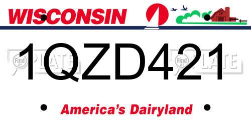 1QZD421 Wisconsin License Plate