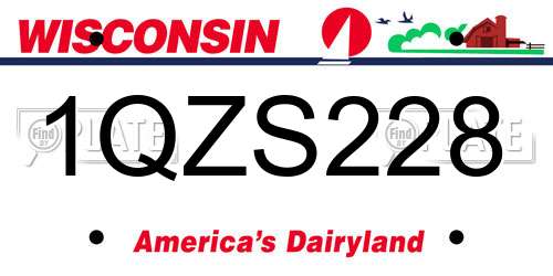 1QZS228 Wisconsin License Plate