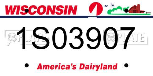 1S03907 Wisconsin License Plate