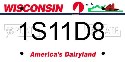 1S11D8 Wisconsin License Plate