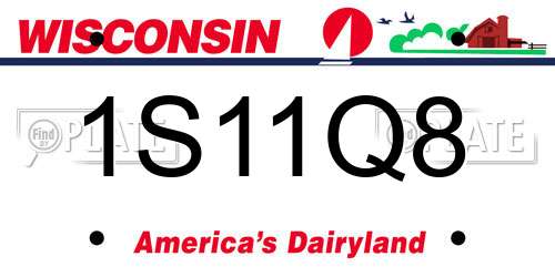 1S11Q8 Wisconsin License Plate