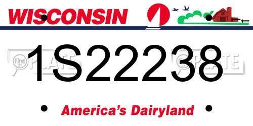 1S22238 Wisconsin License Plate