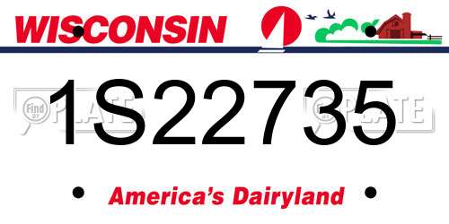 1S22735 Wisconsin License Plate