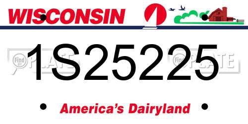 1S25225 Wisconsin License Plate