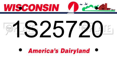 1S25720 Wisconsin License Plate