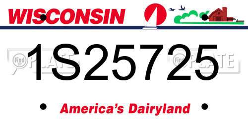 1S25725 Wisconsin License Plate