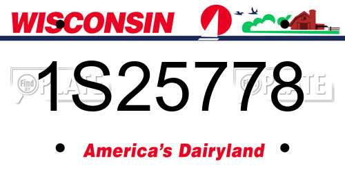 1S25778 Wisconsin License Plate