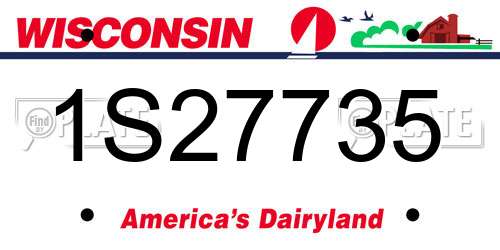 1S27735 Wisconsin License Plate