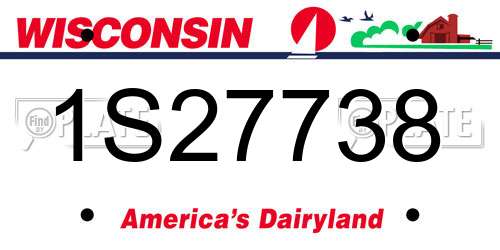 1S27738 Wisconsin License Plate