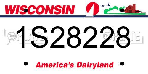 1S28228 Wisconsin License Plate