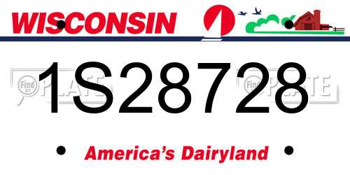 1S28728 Wisconsin License Plate