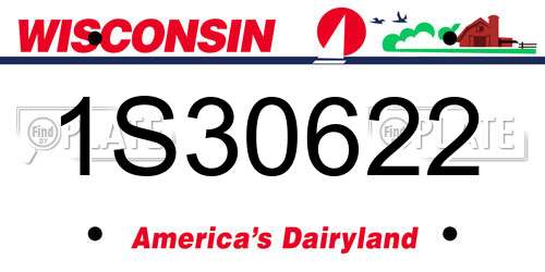 1S30622 Wisconsin License Plate