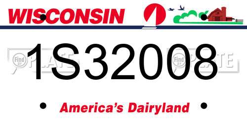1S32008 Wisconsin License Plate