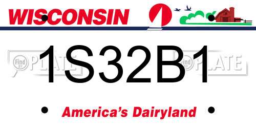 1S32B1 Wisconsin License Plate