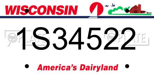 1S34522 Wisconsin License Plate