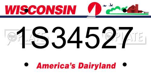 1S34527 Wisconsin License Plate